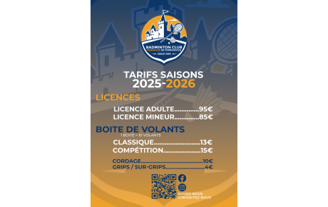 Licences Club saison 2025 - 2026 🏸